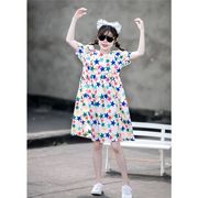 子供服 ワンピース 160 韓国子ども服 キッズ 女の子 夏服 半袖ワンピース ロング丈 子供ドレス