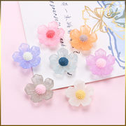 【5色】お花 透明感 ラメ入り 樹脂 デコパーツ DIYパーツ 手芸 アクセサリー ドールハウス ハンドメイド