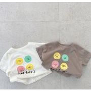 2023夏新作  韓国子供服  ベビー服  可愛い  半袖 トップス  Tシャツ  韓国風  73-100CM 2色