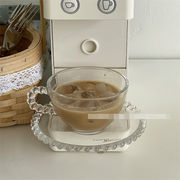 Fashions 限定発売 花ティーカップ グラス ガラス茶器 コーヒー器具 コーヒーカップ皿 セット