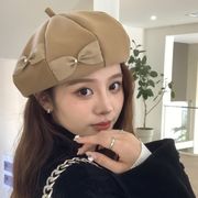 帽子　ベレー帽　韓国ファッション　レディース　デザイン　秋冬　蝶結び