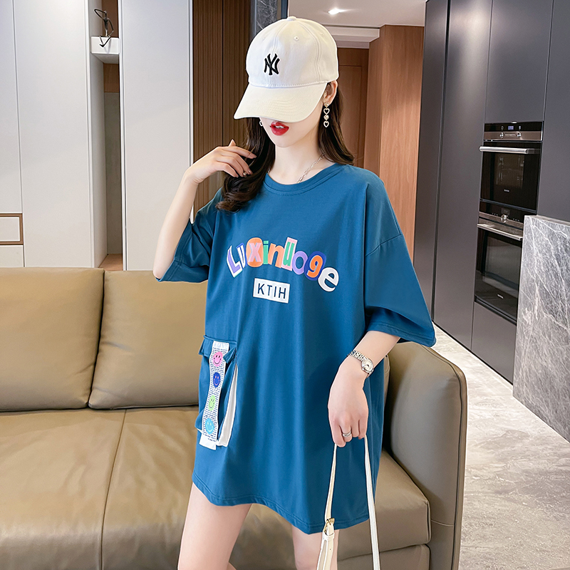 【予約220223】大きいサイズ春夏新作 韓国 レディース ファッション  Tシャツ ワンピースLL-4L全3色
