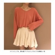 Tシャツ ゆったり レディース 長袖Tシャツ 無地 Vネック カットソー ゆったりTシャツ 長袖 無地T