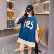 【予約220231】大きいサイズ春夏新作 韓国 レディース ファッション  Tシャツ ワンピースLL-4L全3色