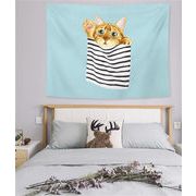 レビュー続々 かわいい 猫の背景布 壁面装飾 ベッドの頭に布をかける タペストリー 壁布 寝室ライブ