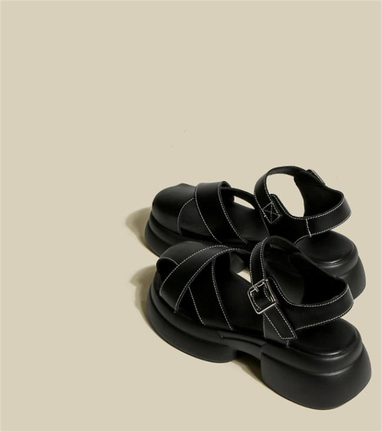 綺麗なサンダル INSスタイル 厚底サンダル 2023新品 包頭靴 編み物 レジャー ラウンドトゥ 豚籠靴