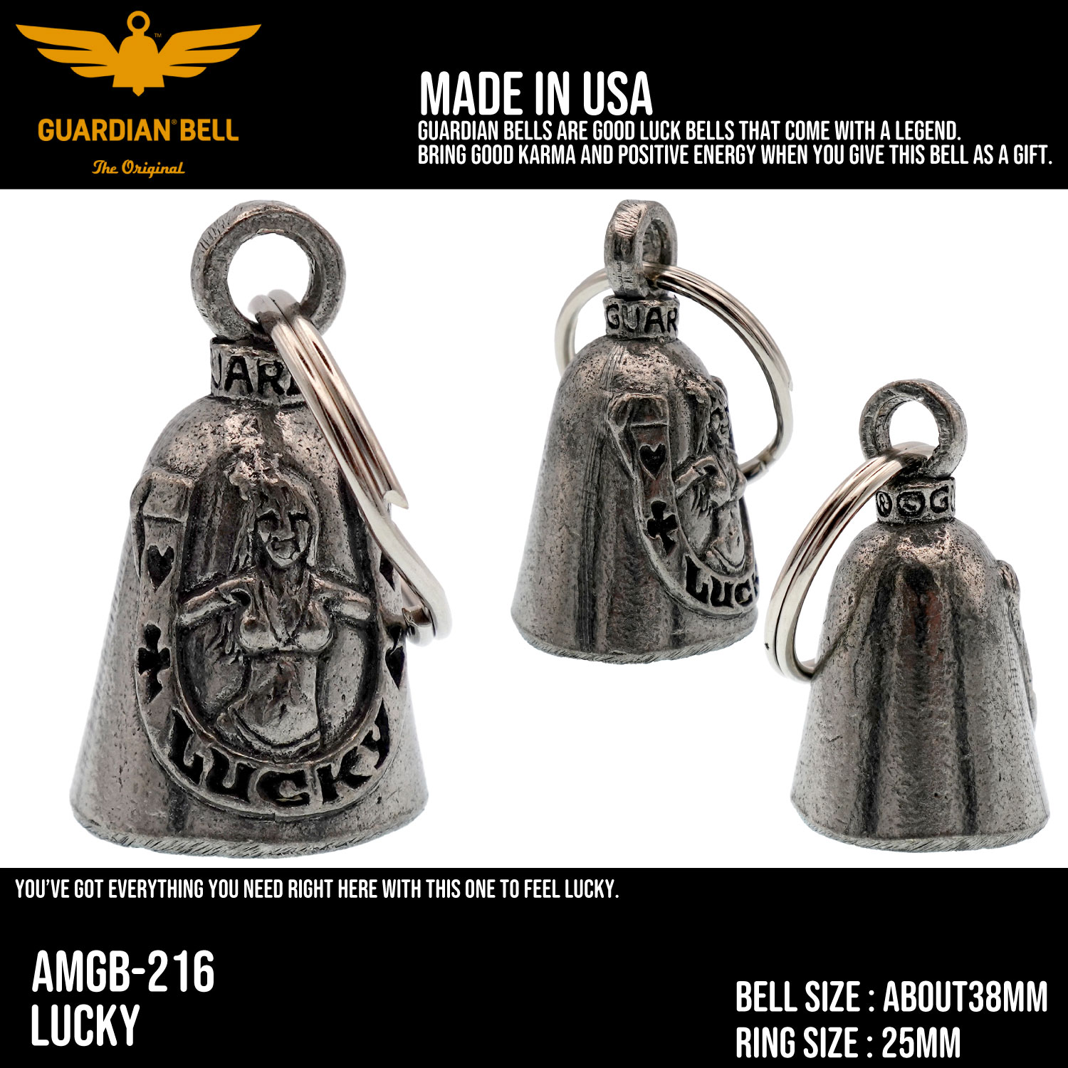 ガーディアンベル LUCKY ラッキーモチーフ 蹄鉄 お守り バイカーベル
