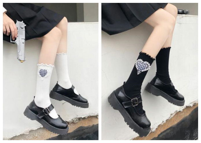 ロリ かわいいソックス 学生 靴下 ファッション ガール ハイソックス ハート形