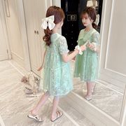 子供服 ワンピース 160 韓国子ども服 キッズ 女の子 夏 半袖 レースワンピース 花柄 子供