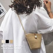 かごバッグ レディース ストローバッグ パール 籠バッグ 鞄 ショルダーバッグ 夏 カゴバッグ