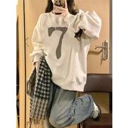 【予約220776】大きいサイズ秋冬 韓国 カレッジ風 カジュアル プリント Tシャツ パーカー LL-4L