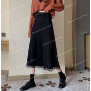 プリーツスカートミドル丈スカート秋冬Aラインロングスカート