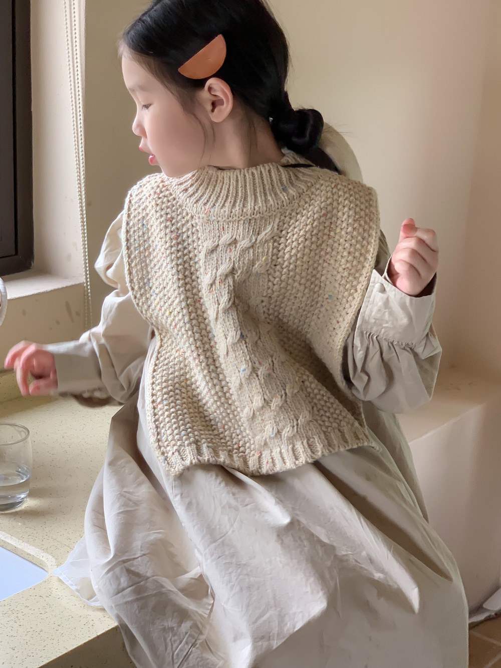 ★Girls★　子供ベスト　ワンピース　セットアップ　ノースリーブセーター　韓国キッズファッション