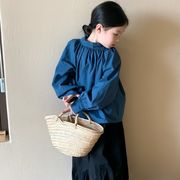 ★Girls★　子供ブラウス　バッグリボン　長袖シャツ　90~150cm 　韓国キッズファッション