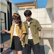 韓国風  シャツ　カップル半袖シャツ　夏の新しい　学生　ファッション半袖シャツ★M-2X