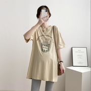 韓国風　　夏新しい　妊婦プラスサイズのルーズTシャツ，　ファッションTシャツ★L-3X