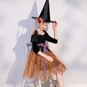 ハロウィン衣装 　子供用 　仮装  ハロウィーン       女の子のコスプレ服   魔女の衣装