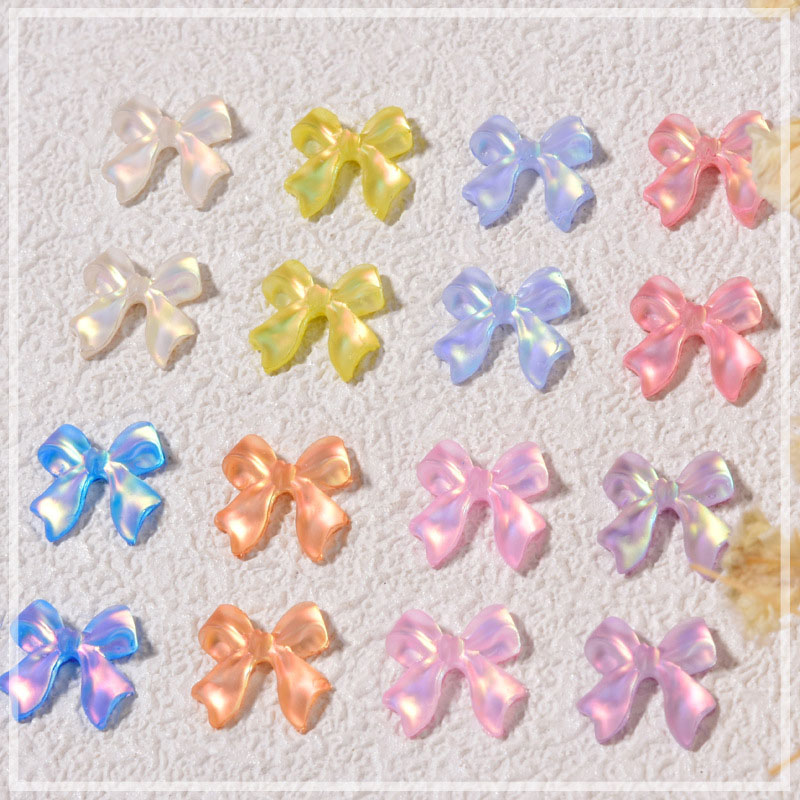 韓国アイボリーオーロラネイル クリアリボン うるうる ちゅるん ぷっくり 冬 オーロラリボン 7-10個入り クリアリボン 韓国 うるうるネイル