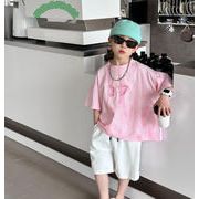 子供服　キッズ服　ボイーズ　トップス　Tシャツ　半袖　ゆったり　ピンク　ファション　90#-140#