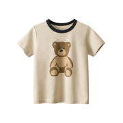 夏用子供服、男の子、半袖Tシャツ、クマのキャラクター、カジュアルトップス