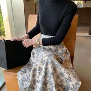 【2023秋新作】韓国風レディース服　ゆったり エレガント 花柄スカート＋トップス   きれいめ