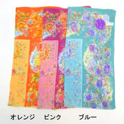 【スカーフ】【日本製】シルクシフォン・フローラル柄日本製大判スカーフ