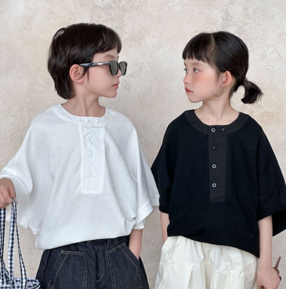 2025 夏新作 韓国風  子供服   ベビー服   トップス 半袖   Tシャツ  男女兼用      2色