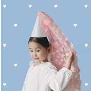 INS   韓国風  花柄  帽子  誕生日  装飾　ベール デコレーション  誕生日帽　パーティー  撮影道具