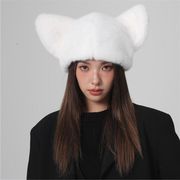 レディース帽子　猫耳　ファー　もこもこ　デザイン　韓国ファッション　秋冬　INS