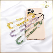 【6種】さざれ天然石キーホルダー 細石 手作り スマホストラップ カニカン付き バッグチャーム