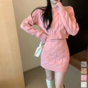 【日本倉庫即納】 ニットトップス ミニスカートセットアップ