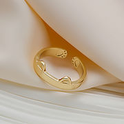 2色 猫の指輪 金 銀 可愛い猫耳リング  レディース 調節可能なリング 猫のアクセサリー