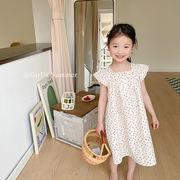 女の子の ドレス ホームドレス 子供のパジャマ かわいいチェリープリントドレス ワンピース