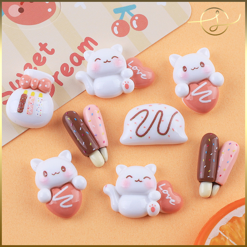 【5種】猫 ドーナツ 樹脂 デコパーツ DIYパーツ 手芸 ドールハウス ハンドメイド アクセサリー