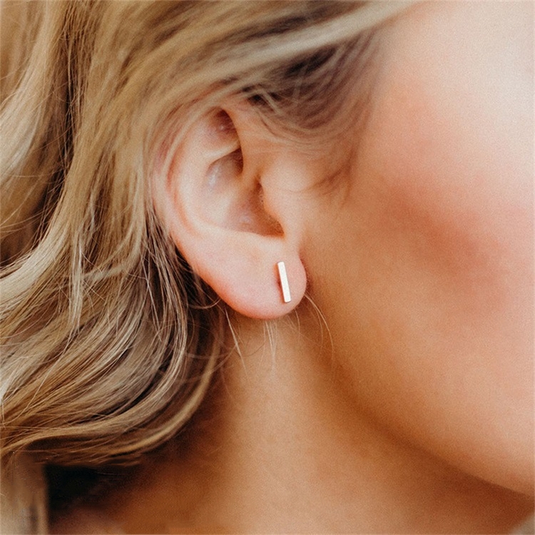 ステンレスボックスピアス アクセサリー 金属アレルギー対応 INS デザイン 14Kコーティング