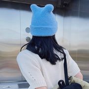 猫耳帽子　ニットキャップ　韓国ファッション　デザイン　秋冬　レディース　全7色