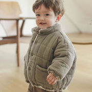 韓国子供服ins冬タイプの赤ちゃんパイルは綿入れの赤ちゃん長袖綿入れのシンプルな高襟コートを厚くした