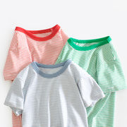 3色 子供の半袖 コットンTシャツ ストライプ半袖 夏の新作 韓国の子供服