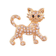 可愛い 猫のブローチ アロイラインストーンキャットブローチ コサージュ ファッションアクセサリー