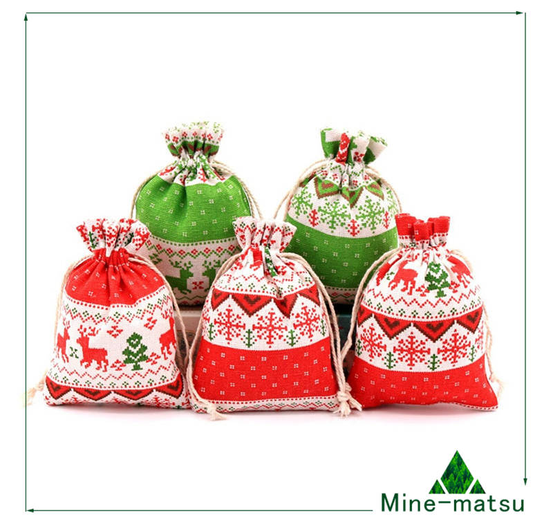 Christmas限定 ヘラジカ 巾着袋 クリスマス袋 ラッピング袋 クリスマス用品 お菓子入れ