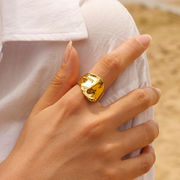 2色 18Kゴールド ステンレスのリング レディース 指輪 ステンレスアクセサリー  フリーサイズ 指輪