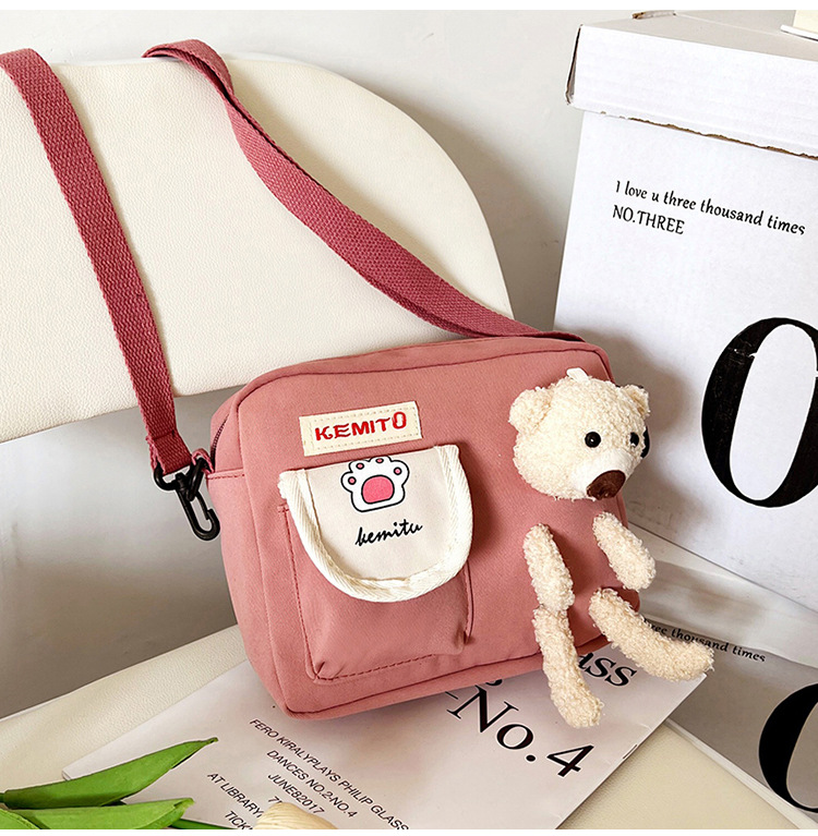 かわいいクマのキャンバスバッグ メッセンジャーバッグ