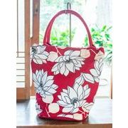 【ご紹介します！ブランド『カヤ』の華やかな鞄！蓮の花樽型トートバッグ】RED
