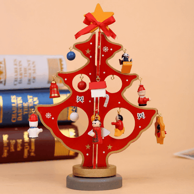 Christmas限定 おもちゃ玩具 卓上 Xmas サンタ 木製 DIY クリスマスツリー 動物雪だるまセット 装飾