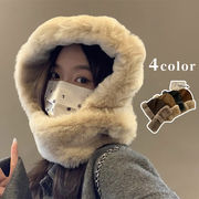 ファー帽子　バラクラバ　レディース　韓国ファッション　デザイン　秋冬　全4色