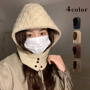 キルティング帽子　バラクラバ　レディース　韓国ファッション　デザイン　秋冬　4colors