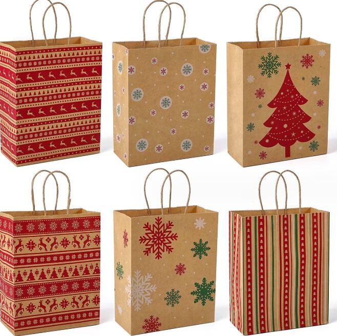 角底袋★ペーパーバッグ    紙袋★手提げ★ギフトバッグ   買い物袋★クリスマス★12枚セット