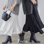 ロングスカート　プリーツスカート　秋冬　レディース　韓国ファッション　デザイン　2colors