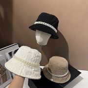 帽子　バケットハット　パール　レディース　韓国ファッション　デザイン　3colors