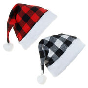 クリスマスハット、厚くなった、ぬいぐるみの帽子、格子縞の帽子、クリスマスの装飾